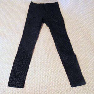 Black Tonal Leopard Print Legging Pants L Junior Quiet Luxury Dark Academia